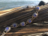Vintage Signed NF Gold + Silver Tone Faceted Purple Stone Link Bracelet