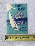 Hotel Juana Juan Les-Pins Cote Rivera France Original Vintage Luggage Label Rare