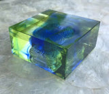 Signed Liuligongfang LLGF Glass Art Paperweight Floral Carving New Original Box