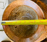 Vintage Artisan Signed Stoneware Pottery Brown Speckled Ceramic Bowl
