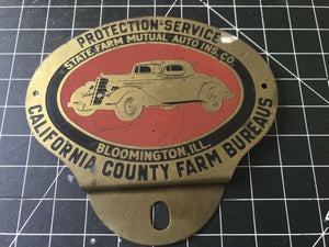 Protection-Service California County Farm Bureaus Bloomington, Ill. Car Badge