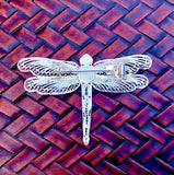 Antique Filigree Large Sterling Silver Dragon Fly Pin Brooch