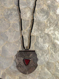Vintage Handmade Geometric Tribal Style Silver Tone Red & Black Beaded Necklace