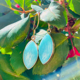 Sterling Silver 925 Blue Turquoise Tone Stone Teardrop Pierced Drop Earrings 5g