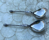 Antique Hallmarked Cab 12 Sterling Silver Twisted Baby Churub Rope Handle Spoons