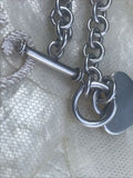 Vintage Sterling Silver 925 Heart Chain Taggle Necklace
