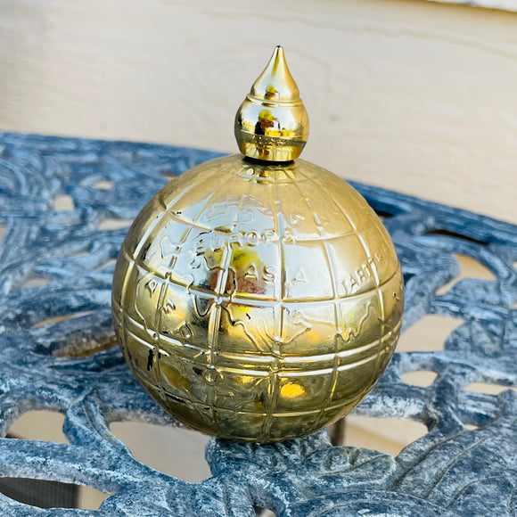 Vintage Avon Gold Tone Metallic World Globe After Shave Decorative Bottle