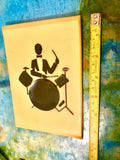 Vintage Musical Drummer Signed 1949 Silhouette Cut Out Tuxedo Drum Folk Art