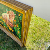 Antique Artist Jan Phystowsky Girl Flowers Original Painting Gold Gilt Frame