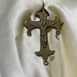 Antique Large Brass Metal High Relief Jesus Religious Crucifix Cross Pendant