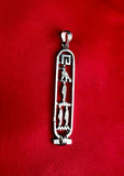 Vintage Sterling Silver Egyptian Hieroglyphics Cartouche Pendant