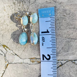 Sterling Silver 925 Blue Larimar Teardrop Dangle Drop Gemstone Earrings 6.8g