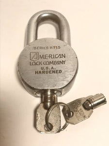 Vintage Padlock American Lock Company USA Hardened Series HT15 With 2 Keys