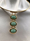 Kenneth J Lane Signed Kjl Gold Tone Triple Carved Scarab Stone Choker Necklace