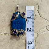 Vintage Artisan Large Lapis Lazuli & Amethyst Gem Stone Pendant 20.9g