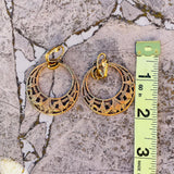 Ornate 2 Pair of Gold Tone Fashion Hoops Dangle Clip on Earrings Set Hong Kong