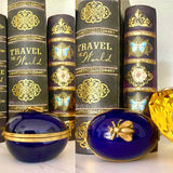 Limoges France Cobalt Blue Vintage Porcelain Gold Bee Egg Trinket Box