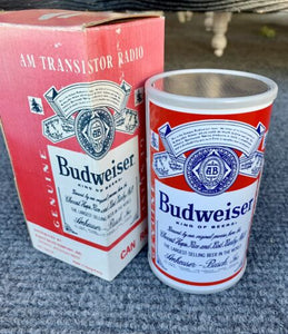 Rare Vintage Budweiser Beer Can Am Transistor Radio In Original Box