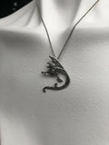 Vintage Fierce Flying Dragon All Sterling Silver Silver 925 Pendant + Necklace