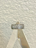 Sterling Silver Signed 925 DQ CZ Stone 7.95mm Wide Size 4.75-5 Ring 5.25g
