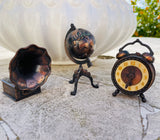 Metal Copper Globe Clock Gramophone Durham Industries New York 3 Set Lot Decor