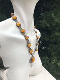 Vintage P875 Stamped 100 Silver Butterscotch Amber Necklace