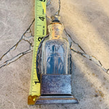 Antique Silver Holy Water Glass Bottle Holder Religious Virgin Mary 2 Pc Set