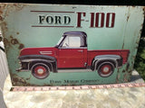 Vintage Ford F-100 Truck Ford Motor Company Metal Sign