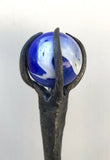 Hand Forged Blacksmith Railroad Spike Magic Wizard Blue Swirl Wand