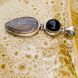 Vintage Sterling Silver 925 Black Onyx Multi Gem Stone Hinged Pendant 16.8g