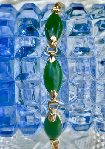 Vintage Jade 1950’s Bracelet Layered In Gold