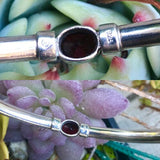 Red Oval Garnet Precious Gem Stone Sterling Silver 925 Bangle Bracelet 11g