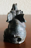 Antique Cute Playful Elephant Metal Iron Metal Charcoal Tone Figurine Sculpture