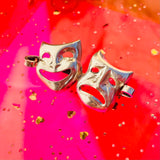 Sterling Silver 925 Comedy Tragedy Happy Sad Drama Masks Faces 6g Brooch Pin