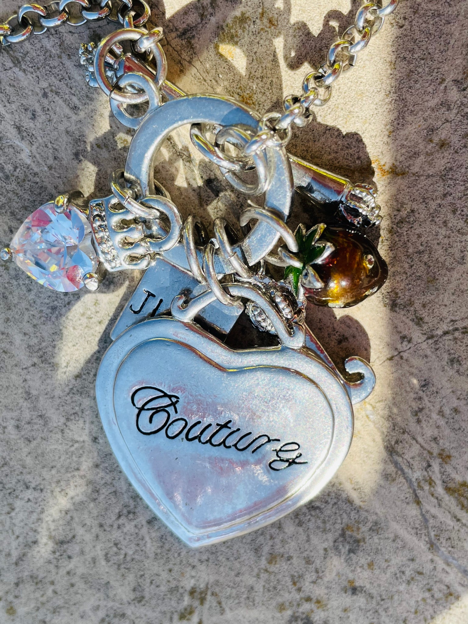 Juicy Couture Silvertone Heart Charm Toggle Necklace For in