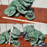 Chinese Verdigris Patina Bronze Metal Animal Fengshui Foo Fu Dog Lion Statue