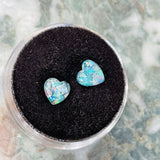 Mosaic Loose Blue Fire Opal Heart Shape Gem Cabochon Set of 2 Gems 6.15mm