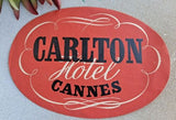 Vintage Luggage Label Sticker Carlton Hotel Cannes