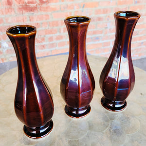 Vintage Ceramic Brown Tone Sake Serving Pitcher Vase Set of 3 Made in Japan