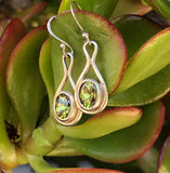 Vintage Signed Sterling Silver 925 Green Peridot Pierced Drop Earrings