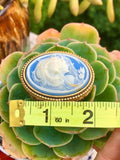 Estee Lauder Ivory & Blue Twins Oval Cameo Youth Dew Solid Perfume Compact Rare