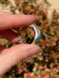 Vintage Sterling Silver 925 Mosaic Turquoise Stone Wave Band Ring 4.12g Size 11
