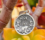 Vintage Sterling Silver 925 Mexico Mayan Aztec Calendar Tribal Pendant 5g