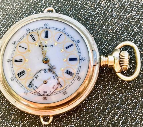 Rare Antique Elgin 15 Jewel Pocket Watch Dueber Gold Filled Ornate Case- Running