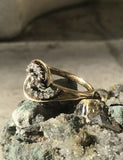 Antique Estate 14k Yellow Gold Diamond Swirl Design Ring Size 5.5