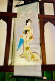 Rare Signed Japanese Scroll Hand Painted on Silk Shimamoto Bijutsu Geisha Japan