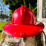 Vintage Red Firefighter Captain RFD D. Morgan Firemen's Hat Helmet MSA Fireman