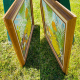 Artist Signed Original Floral Spring Garden Oil Art Painting Canvas Wood Frame