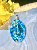 Vintage Artisan Crafted Hand Painted Blue Ceramic Face Head Pendant
