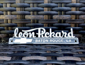 Rare Leon Pickard Metal Chevy Baton Rouge LA Car Badge Emblem Hood Ornament